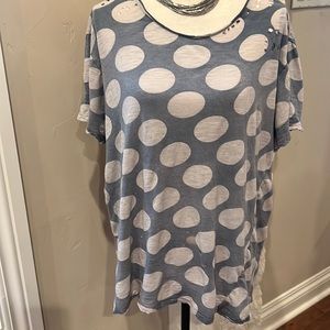 Magnolia Pearl Blue-Grey Polka Dotted Blouse